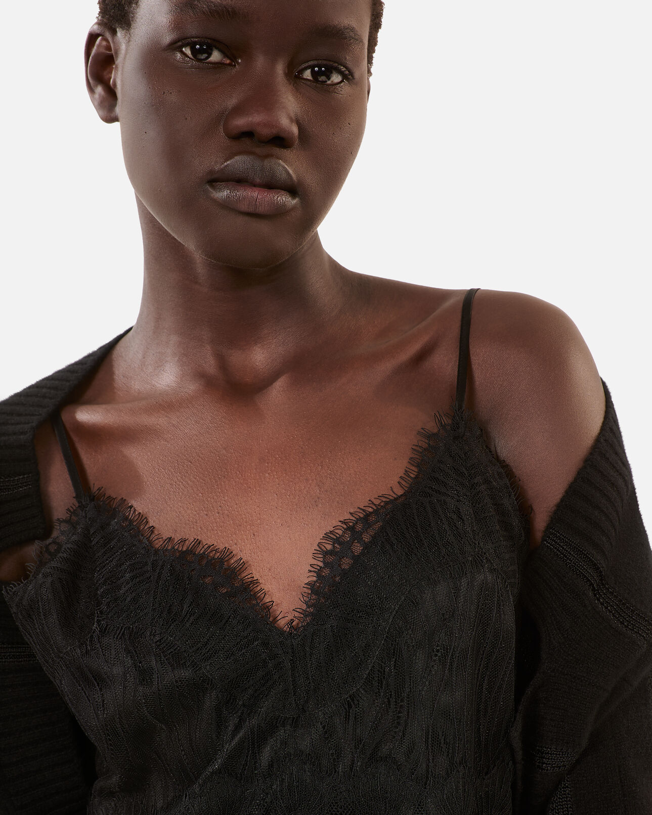 The Kooples WOMEN BLACK black camisole with lace details