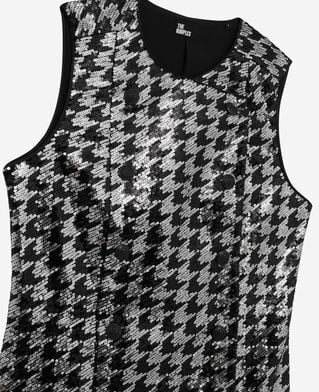 The Kooples WOMEN BLACK WHITE short houndstooth dress with black sequins