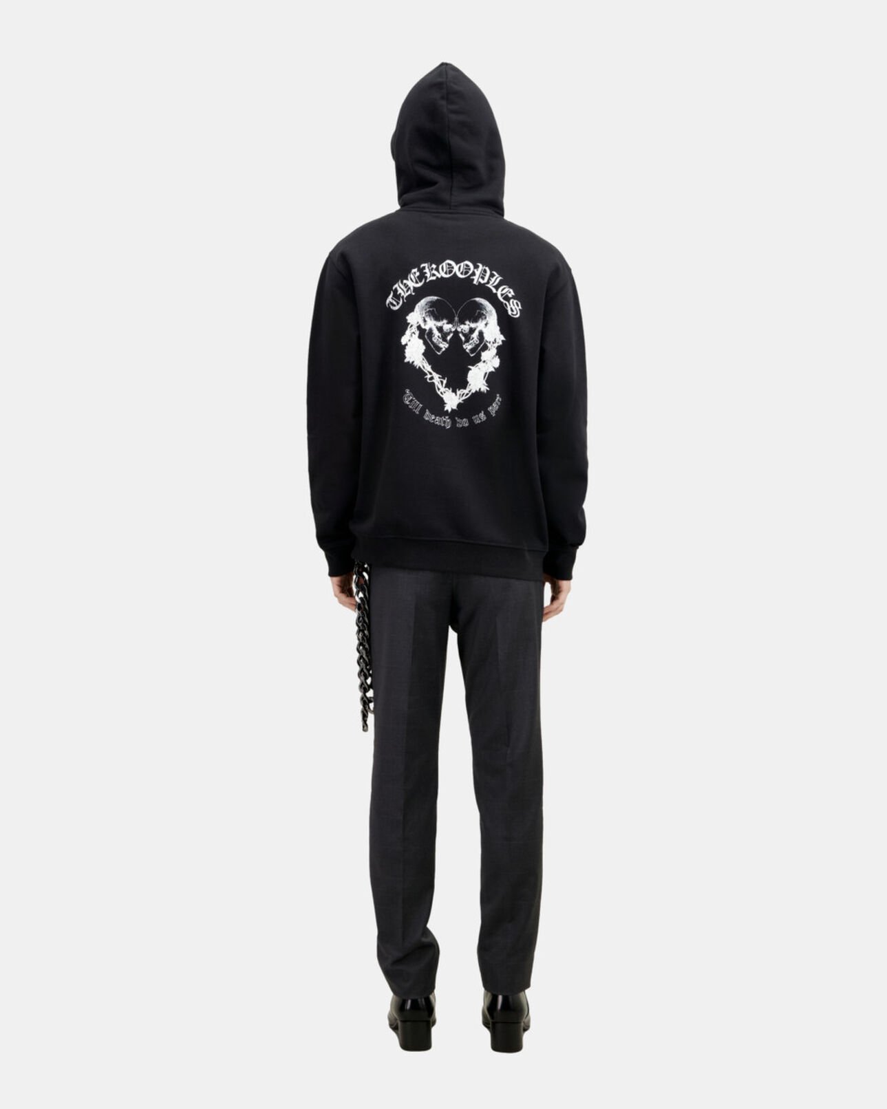 The Kooples HOMBRE BLACK sudadera capucha negra serigrafía skull heart