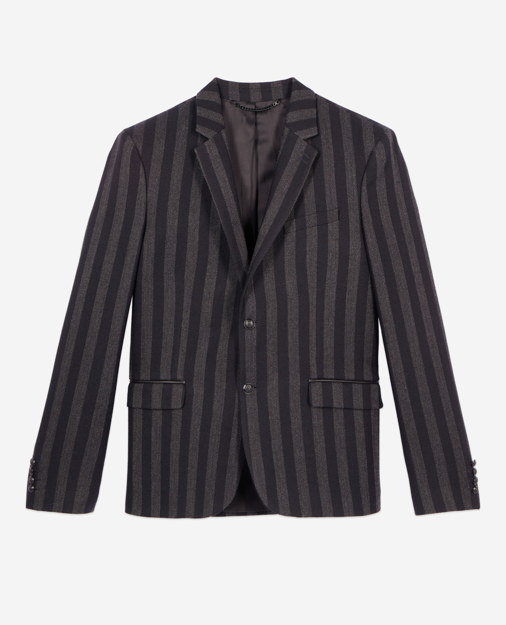 Blazer en laine à rayures, BLACK GREY, hi-res image number null