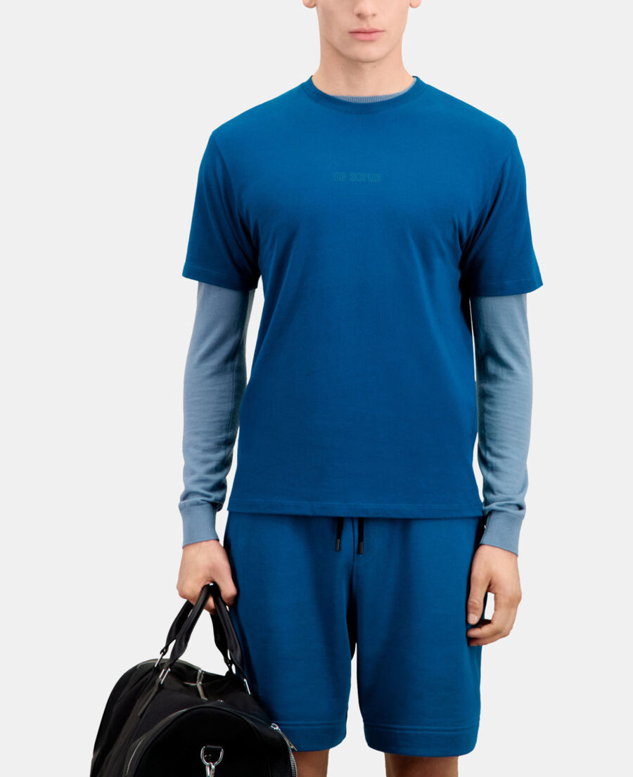 t-shirt homme bleu avec logo