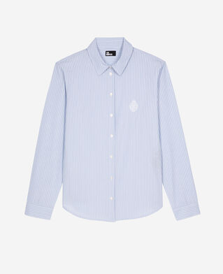 The Kooples WOMEN BLUE / WHITE blue poplin striped shirt
