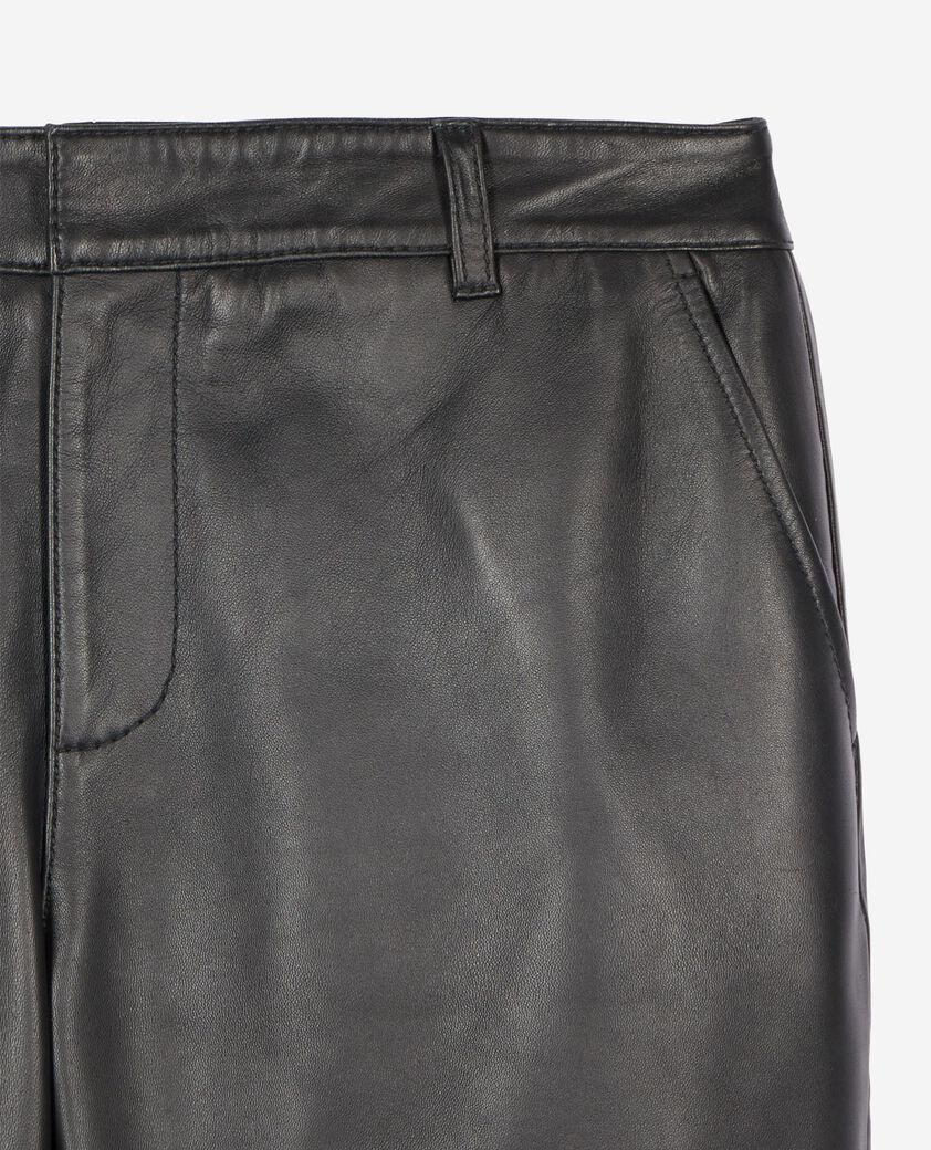 The Kooples FEMME BLACK pantalon capri en cuir noir