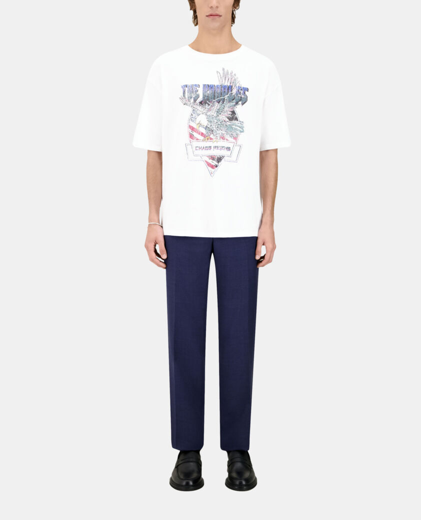 The Kooples H WHITE white t-shirt with chaos eagle serigraphy