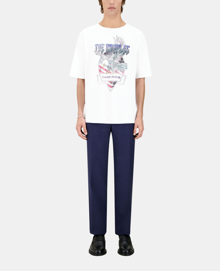 The Kooples H WHITE white t-shirt with chaos eagle serigraphy