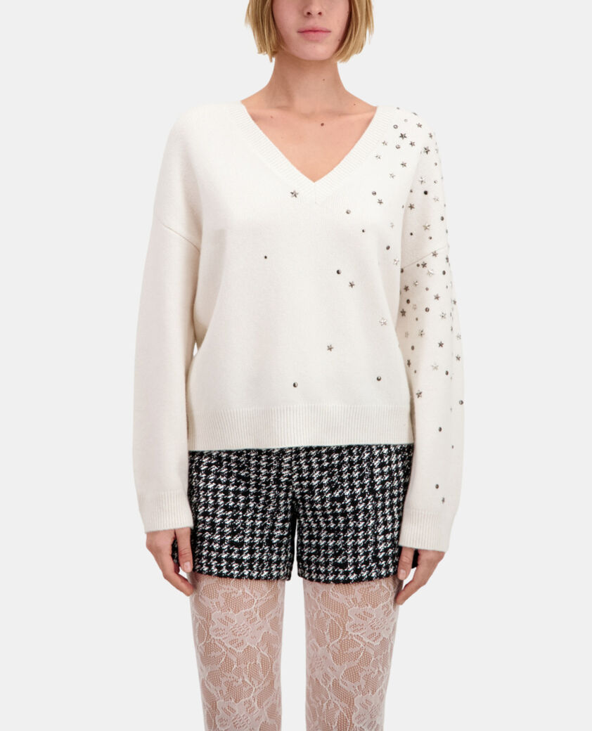The Kooples WOMEN ECRU ecru sweater in cashmere-blend with stars