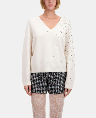 The Kooples F ECRU ecru sweater in cashmere-blend with stars