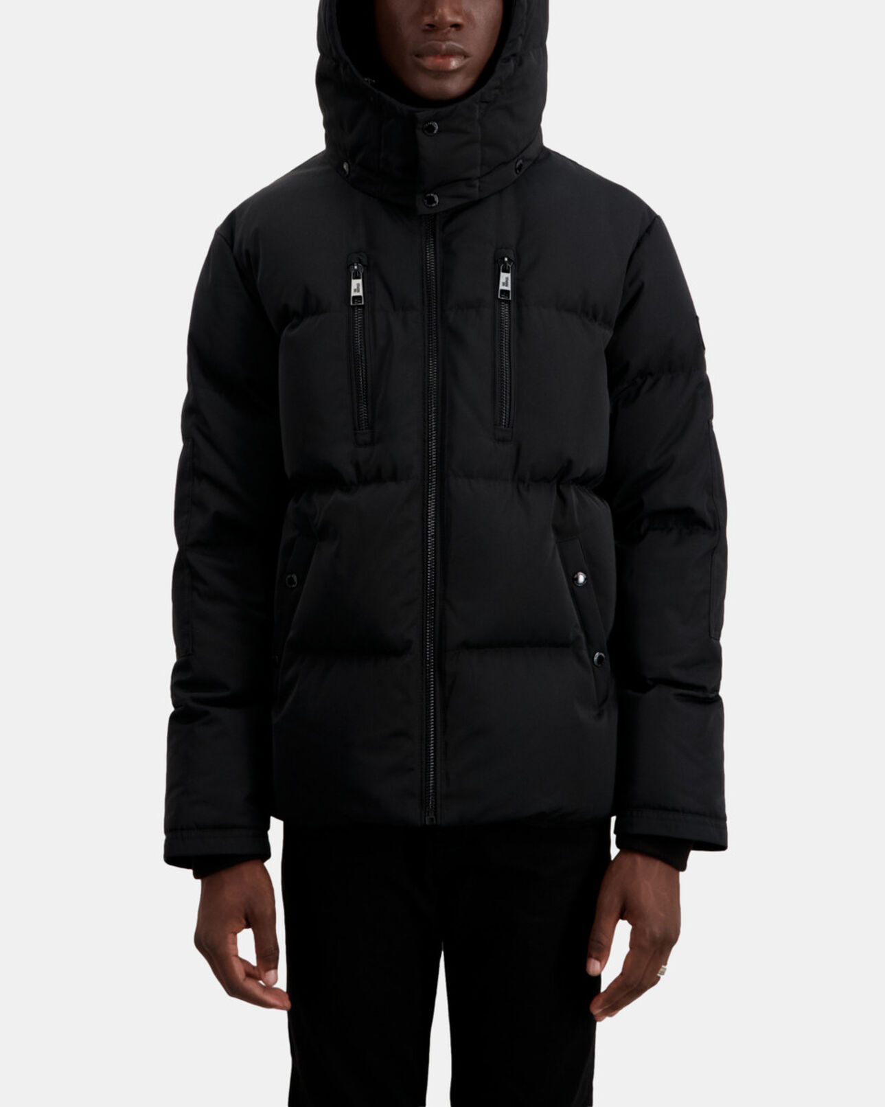 The Kooples MEN BLACK black hooded puffer jacket