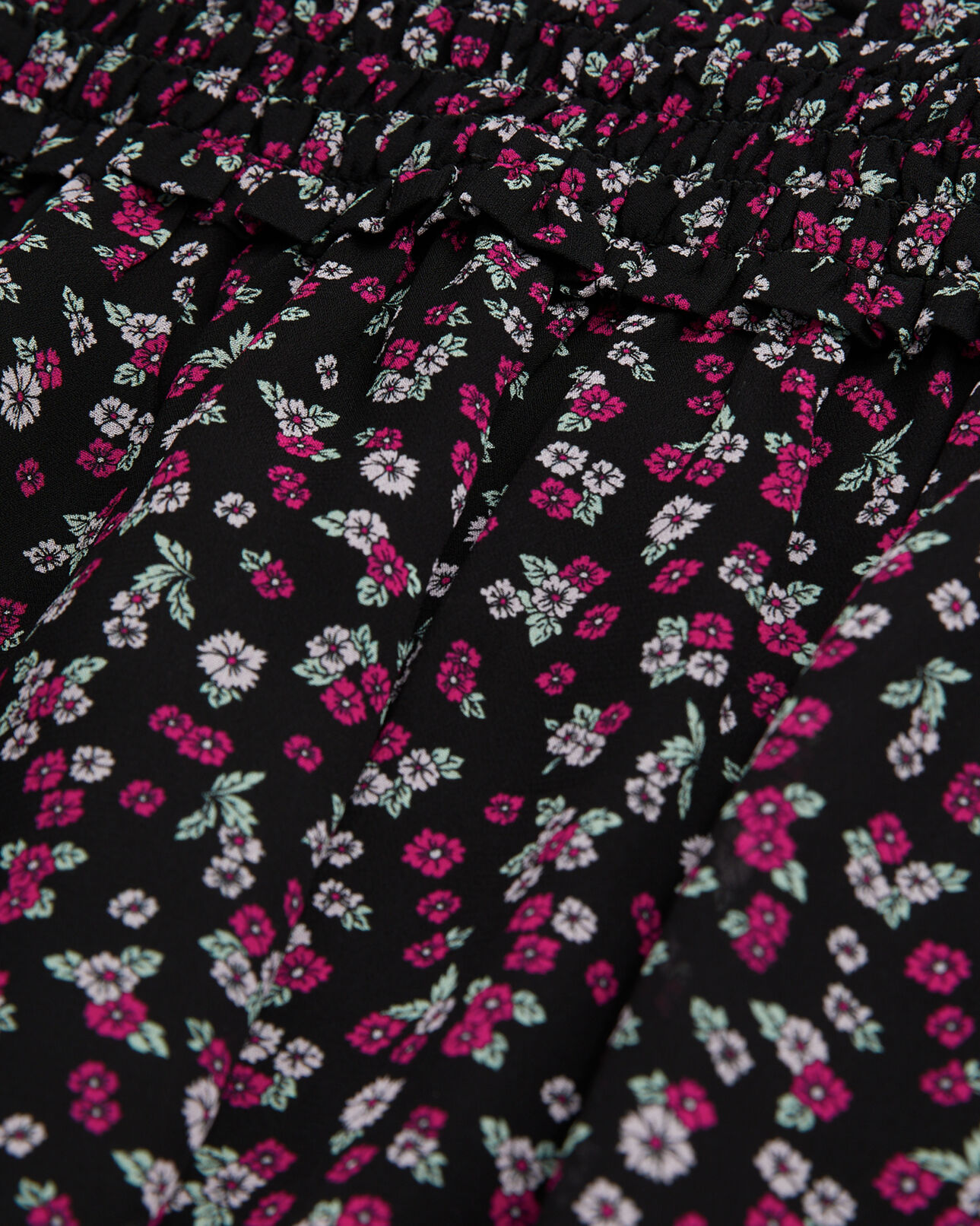 The Kooples WOMEN BLACK / PINK short printed skirt with smocking