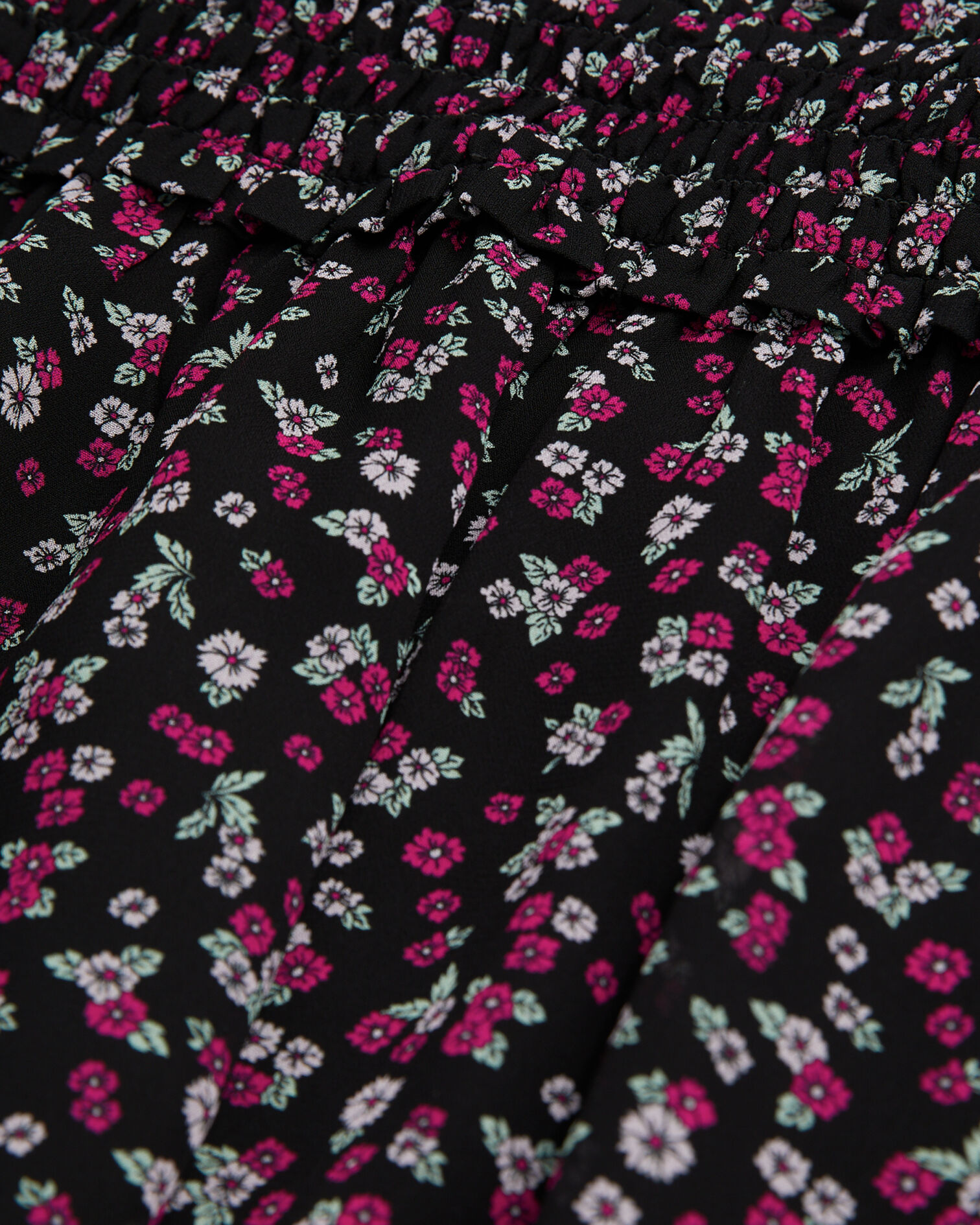 Short printed skirt with smocking, BLACK / PINK, hi-res image number null