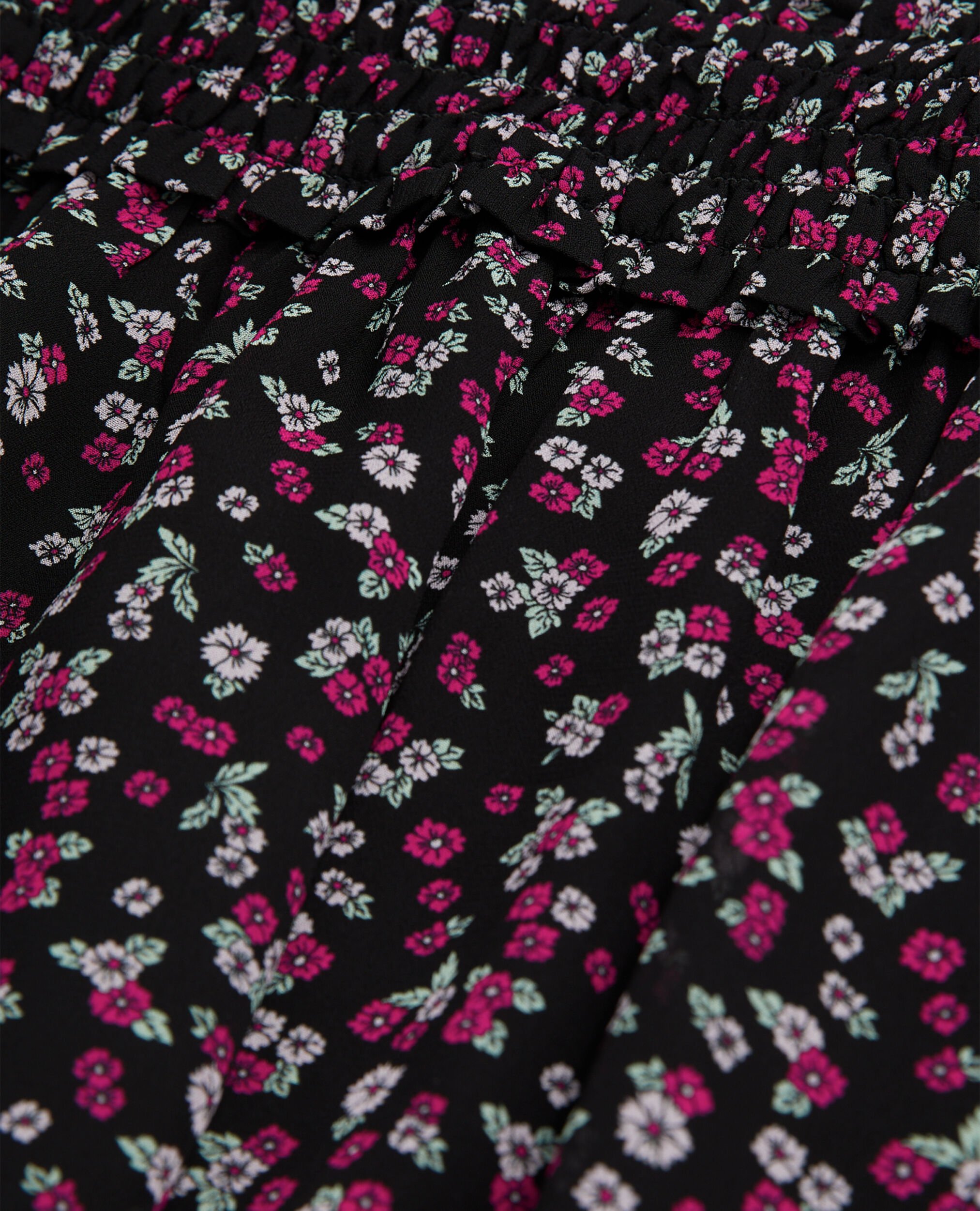 Short printed skirt with smocking, BLACK / PINK, hi-res image number null