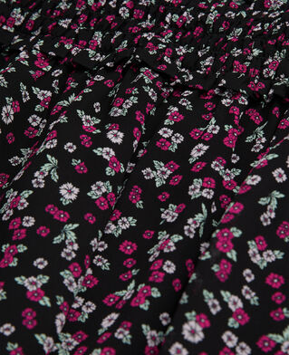 The Kooples WOMEN BLACK / PINK short printed skirt with smocking