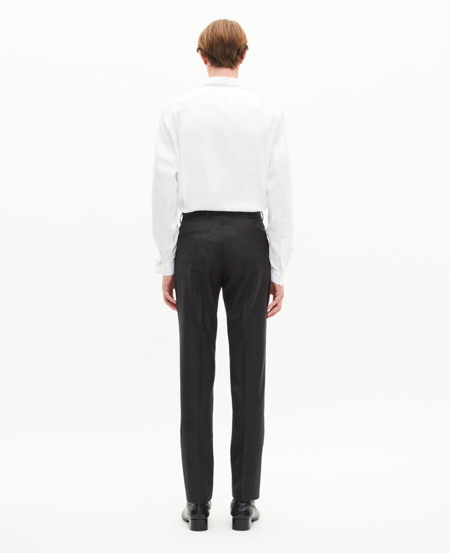 The Kooples MEN BLACK black wool plaid slim fit suit pants