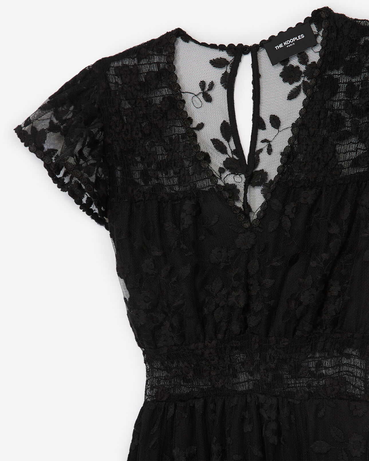The Kooples FEMME BLACK robe longue noire dentelle all-over