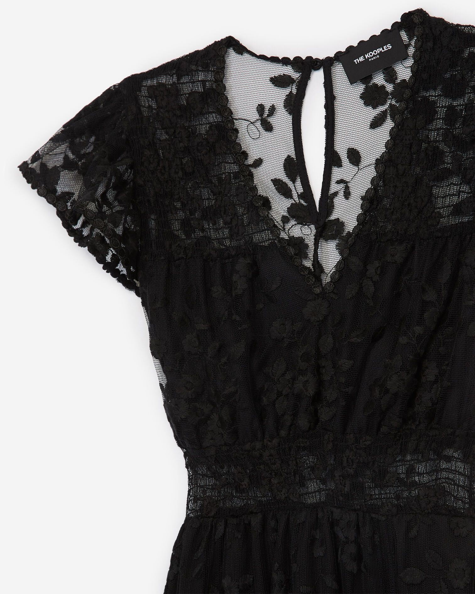 Robe longue noire dentelle all-over, BLACK, hi-res image number null