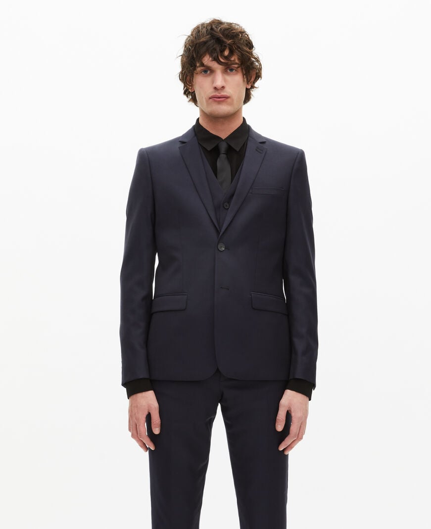 The Kooples MEN DARK NAVY blue straight wool suit jacket