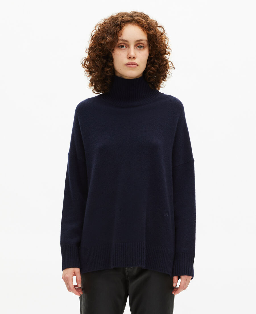 The Kooples DAMEN NAVY pullover mit stehkragen aus kaschmir in marine