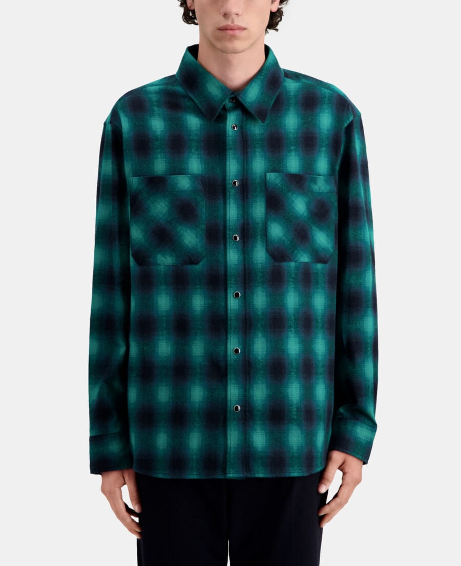 The Kooples H BLACK / GREEN black and green checked overshirt