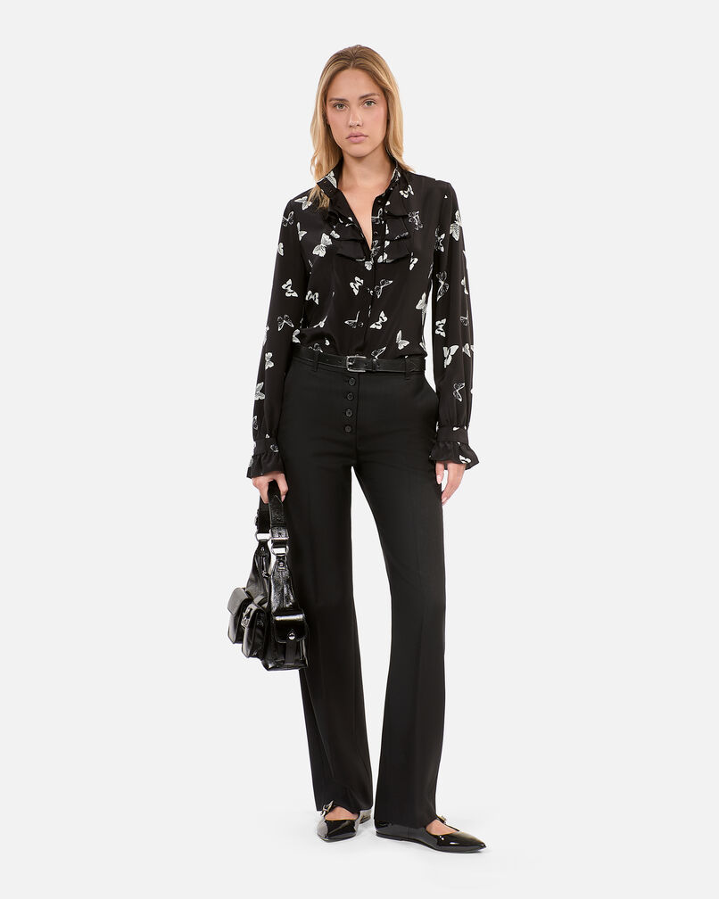 The Kooples F BLACK WHITE butterfly print silk shirt