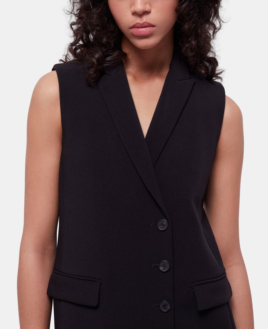 The Kooples MUJER BLACK vestido corto crepé negro