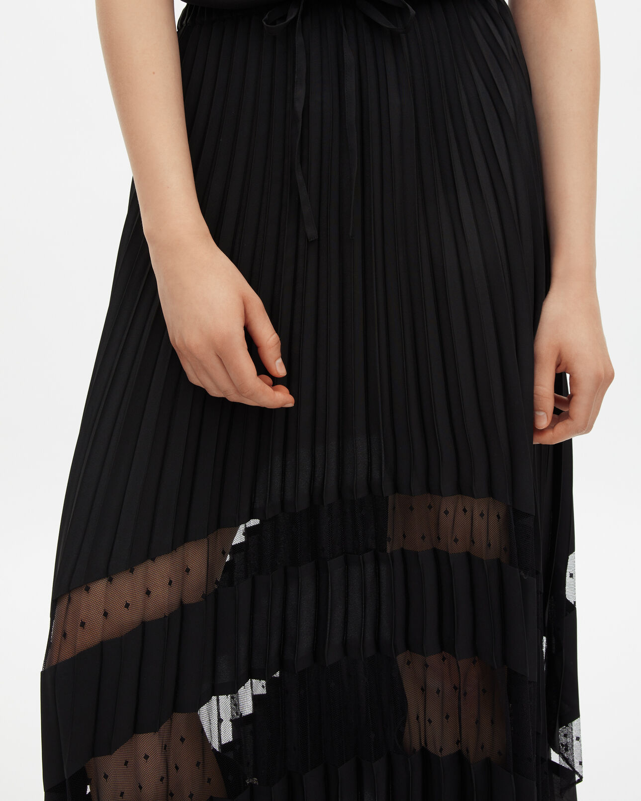 The Kooples FEMME BLACK jupe longue plissée noire