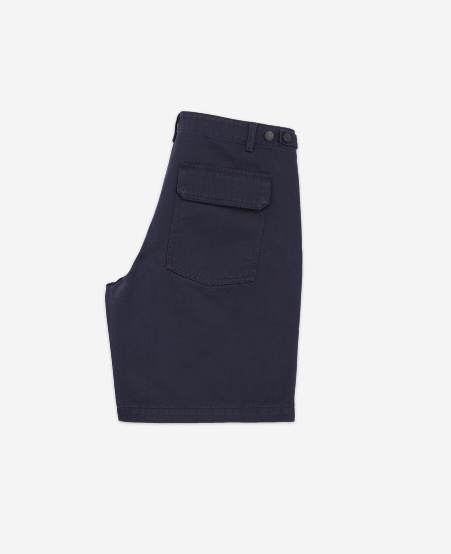 short azul marino algodón largo cuatro bolsillos