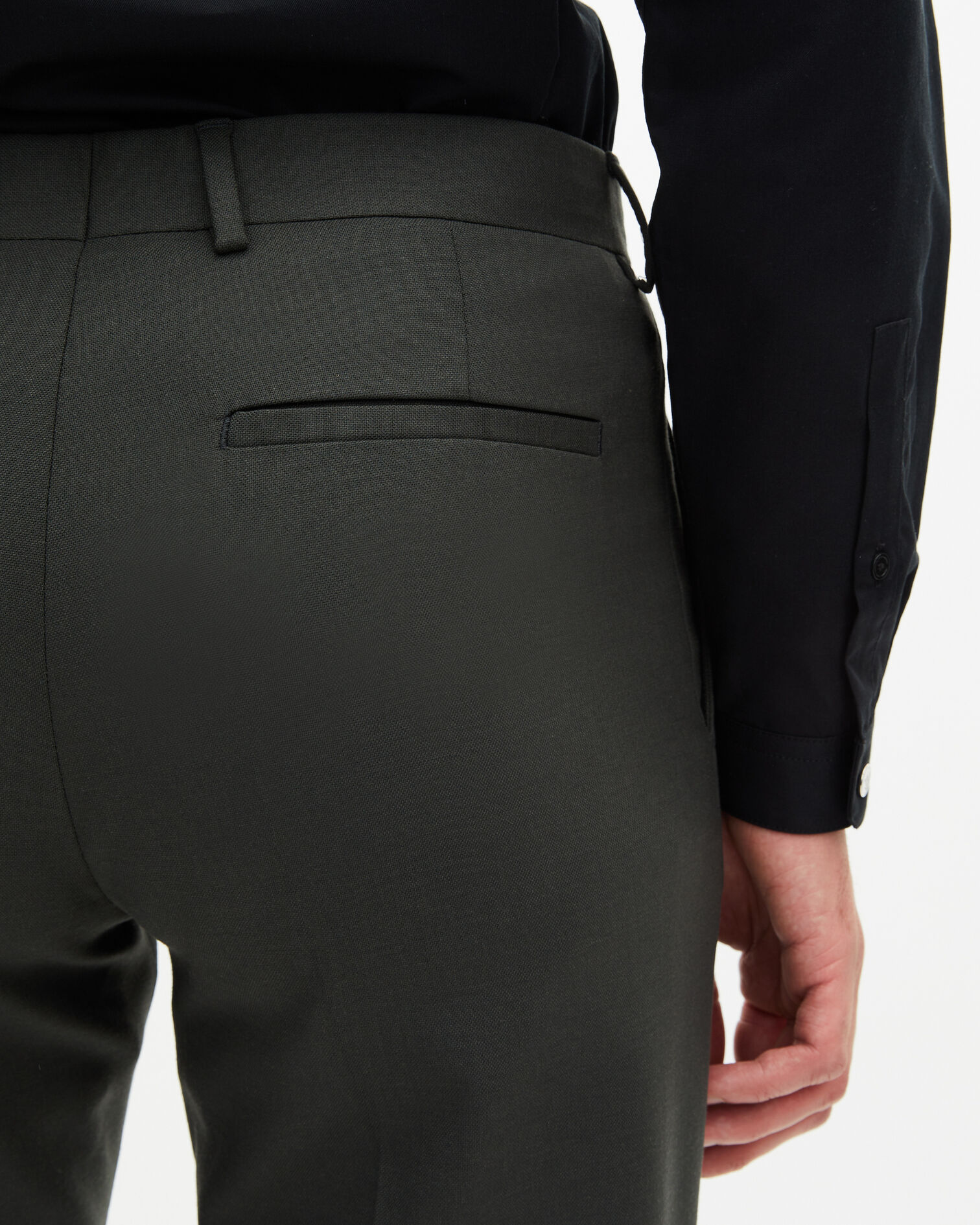 Khaki wool suit trousers fitted trousers, KAKI, hi-res image number null