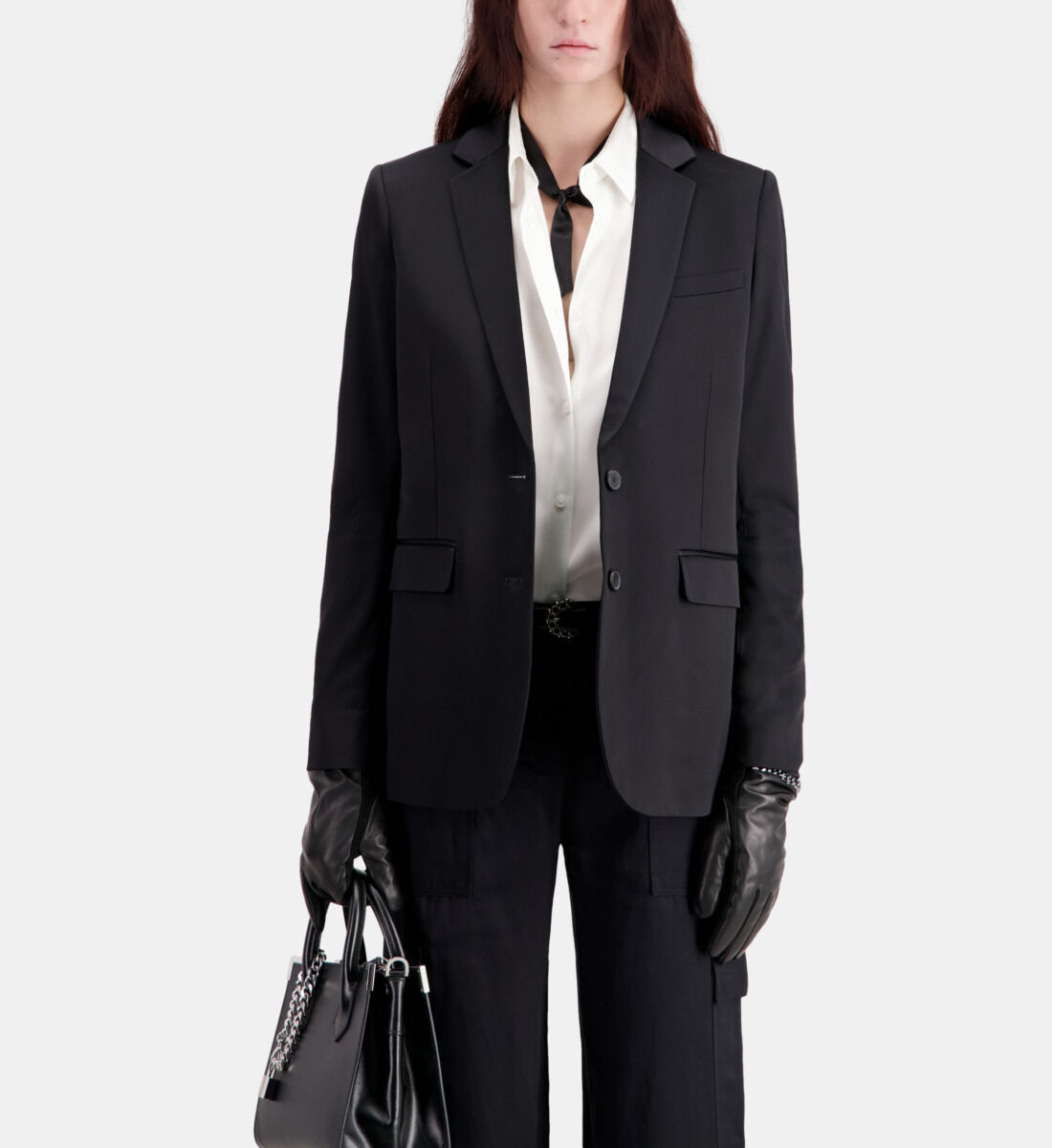 Black satin suit blazer