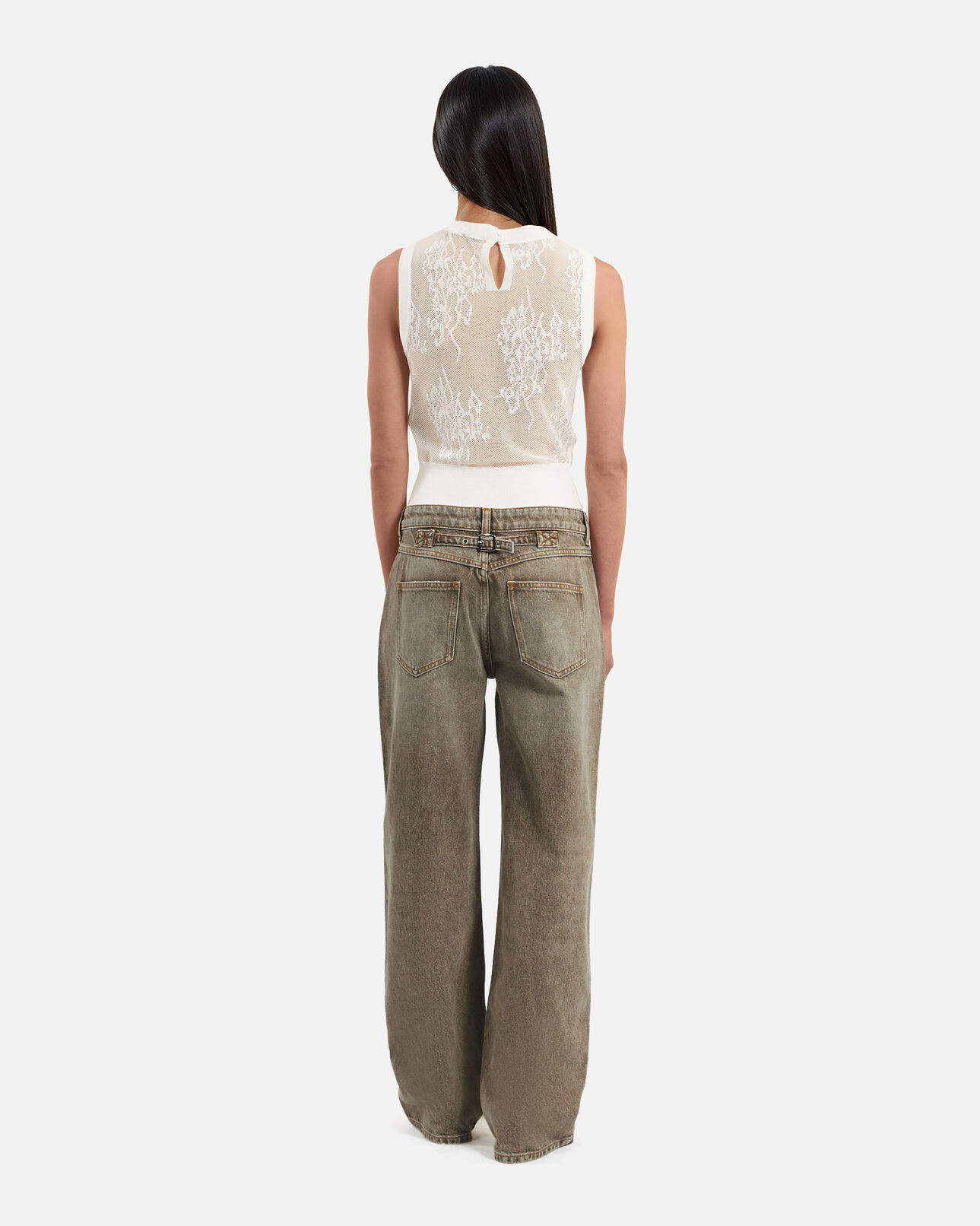 The Kooples FEMME OLIVE jean large olive