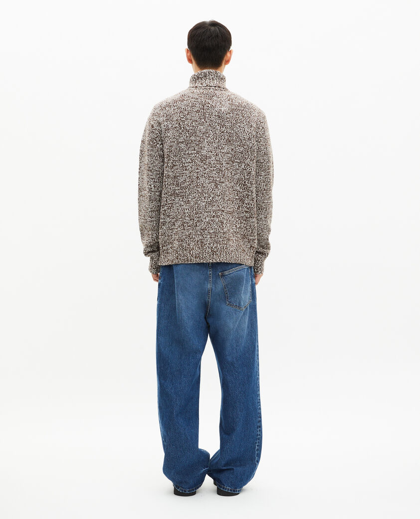 The Kooples MEN BEIGE-BROWN beige and white turtleneck sweater