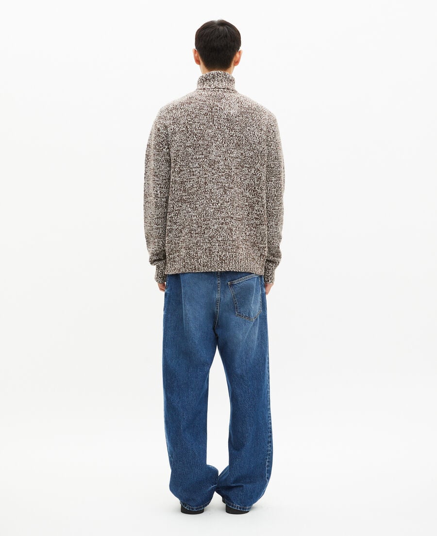 The Kooples H BEIGE-BROWN beige and white turtleneck sweater