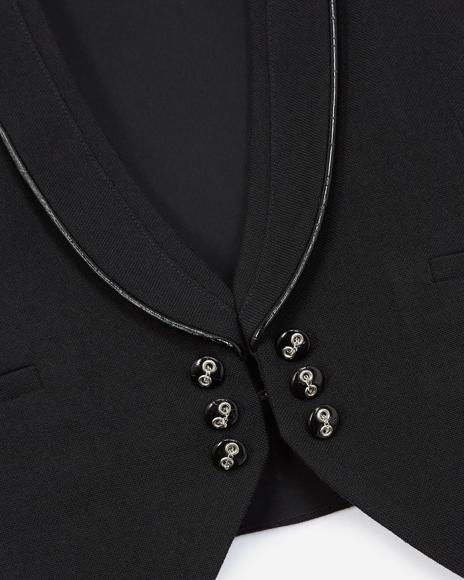 Schwarze Anzugweste aus Leder mit Lederdetail, BLACK, hi-res image number null