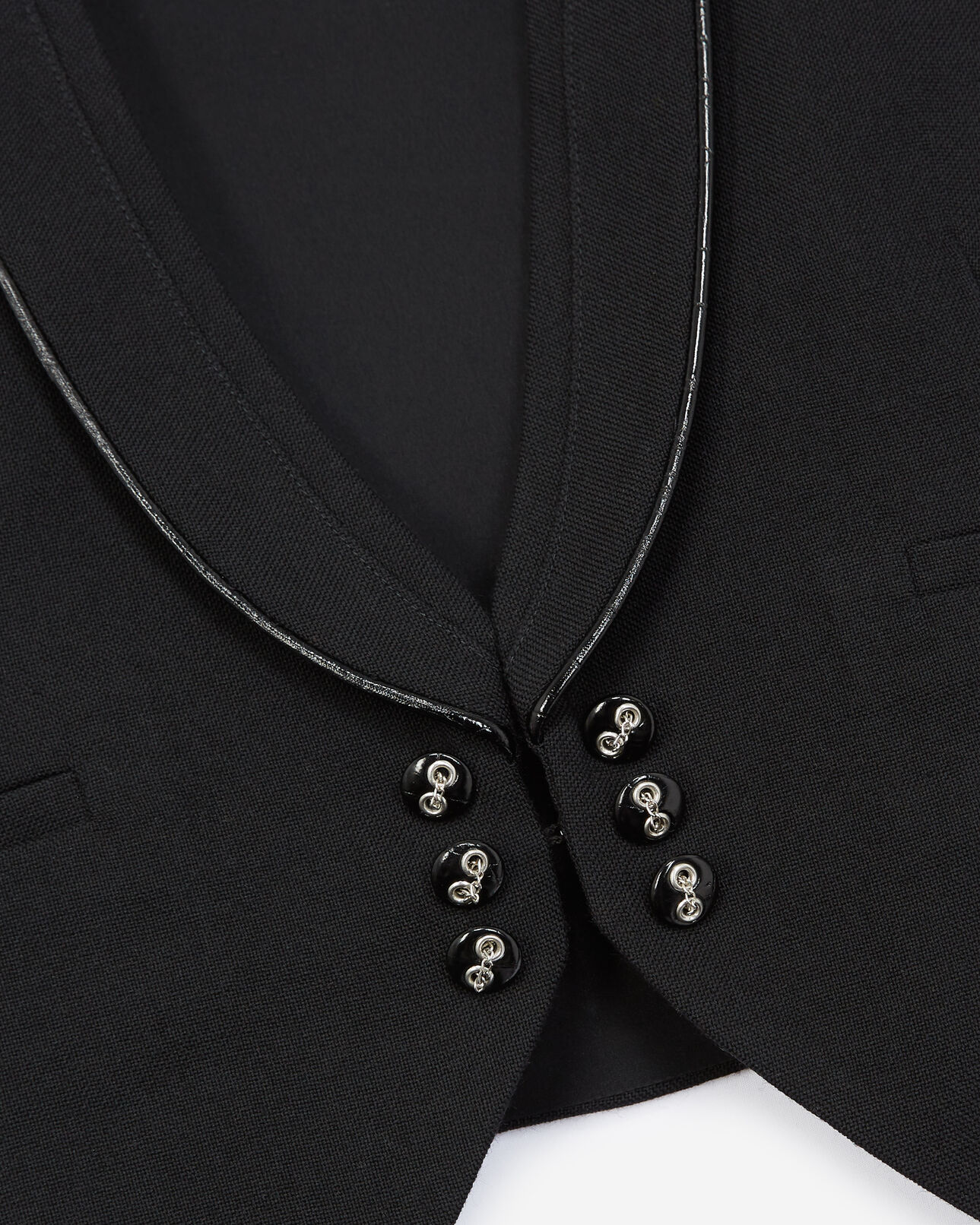 The Kooples DAMEN BLACK schwarze anzugweste aus leder mit lederdetail