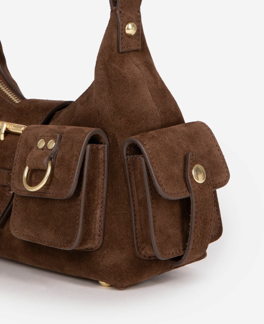 The Kooples WOMEN CHOCOLATE amelia small bag in brown suede leather