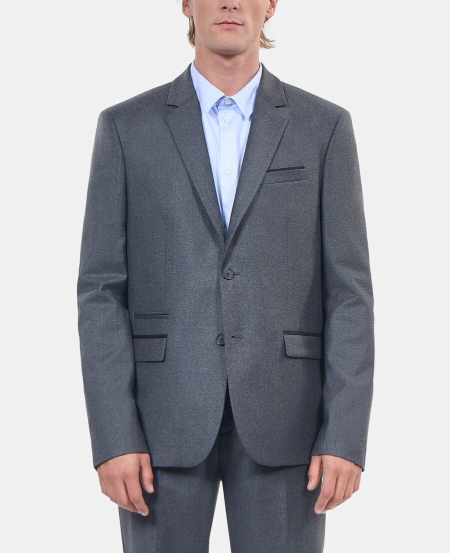The Kooples HOMME LIGHT GREY MEL/WHITE veste de costume en flanelle grise
