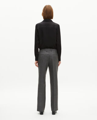 The Kooples FEMME BLACK pantalon tailleur droit en pied de puce noir et gris