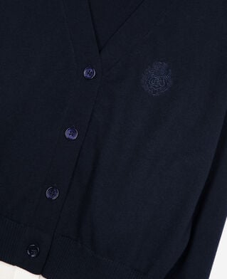 The Kooples FEMME DARK NAVY-ECRU cardigan en coton bleu marine et écru