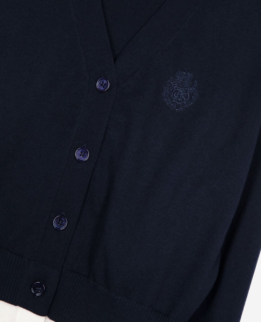 The Kooples WOMEN DARK NAVY-ECRU navy blue and ecru cotton cardigan