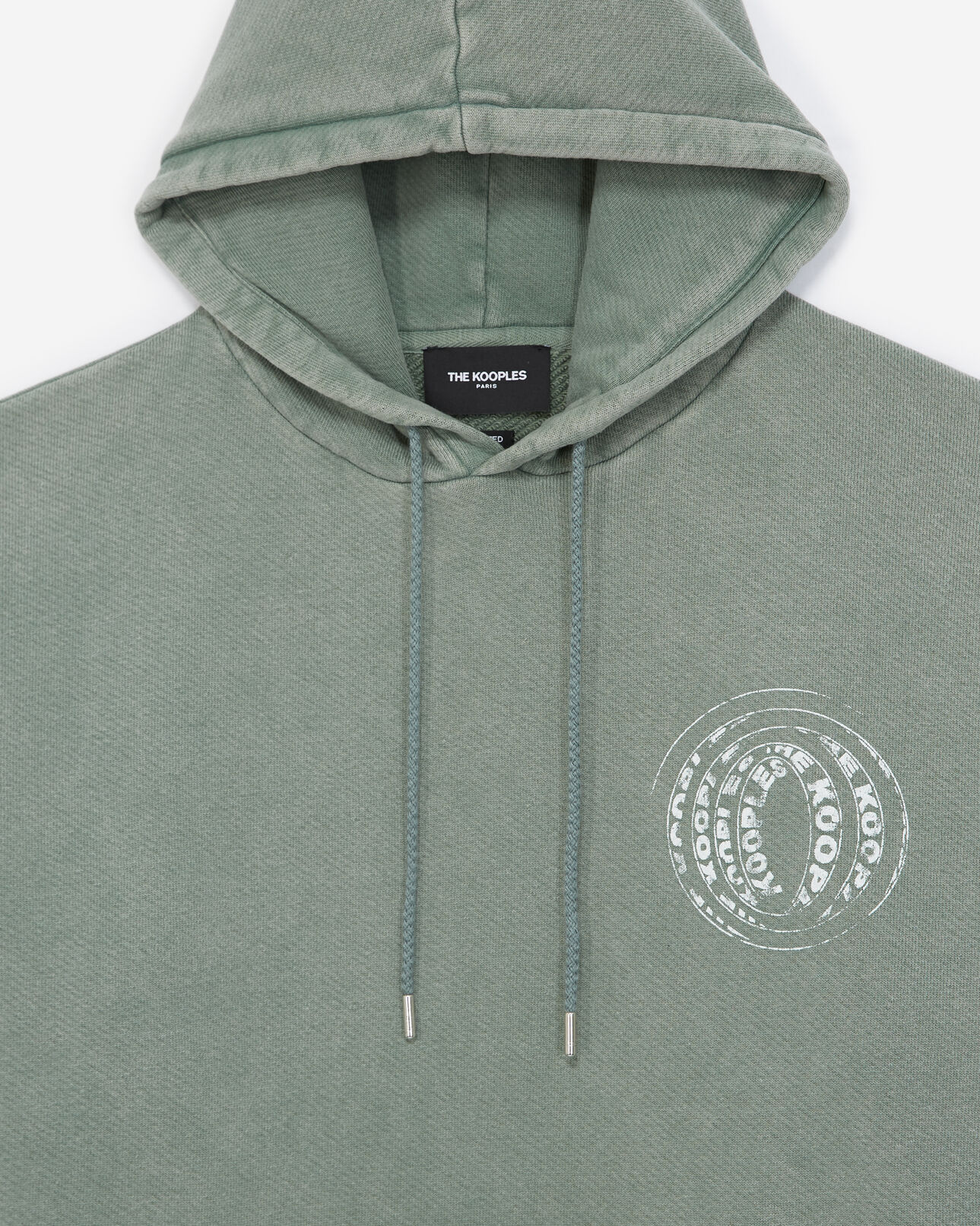 The Kooples HOMME MIDDLE GREEN sweat vert lavé à capuche