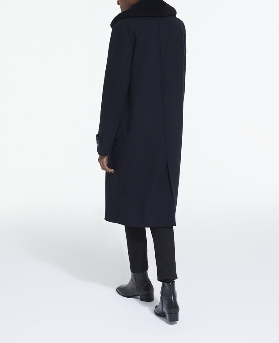 Navy blue wool coat | The Kooples - US