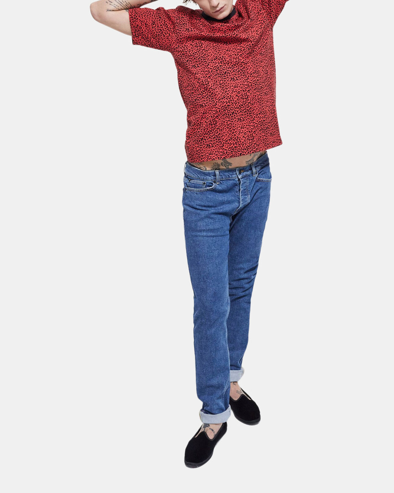 The Kooples MEN DARK RED red leopard print t-shirt