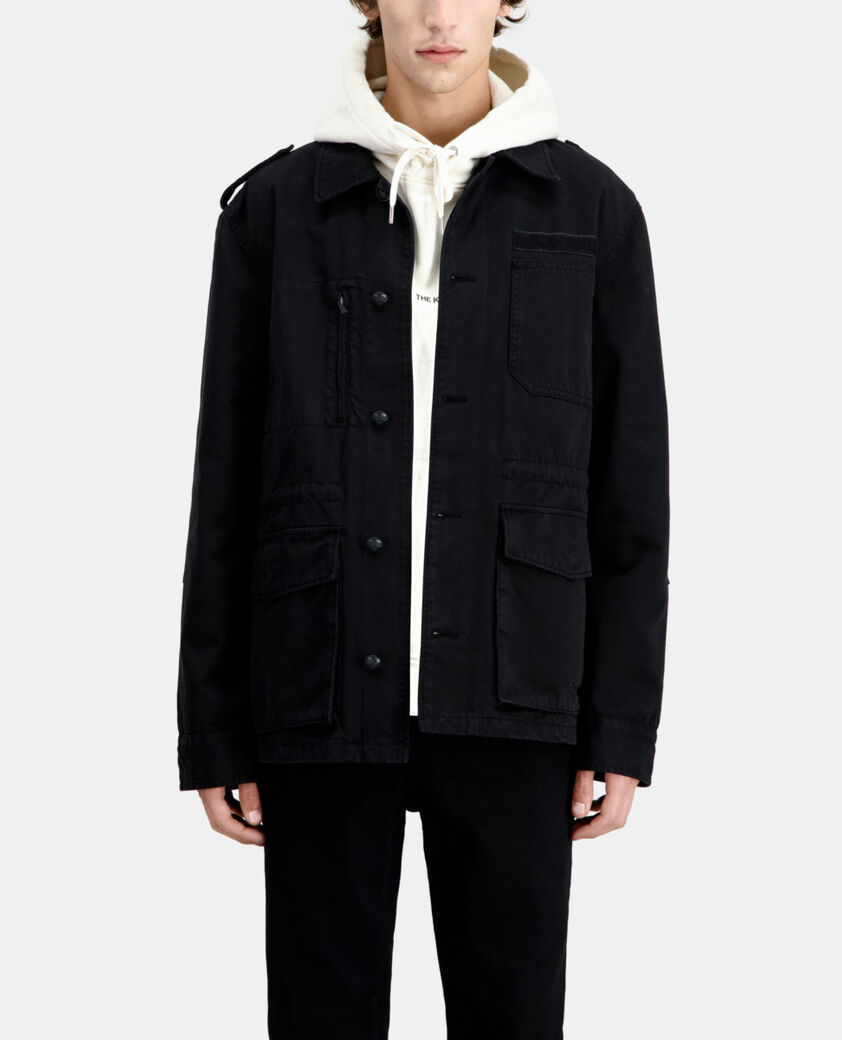 The Kooples HOMME BLACK veste worker noire en denim