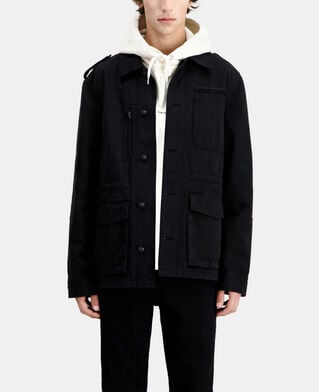 The Kooples HOMME BLACK veste worker noire en denim