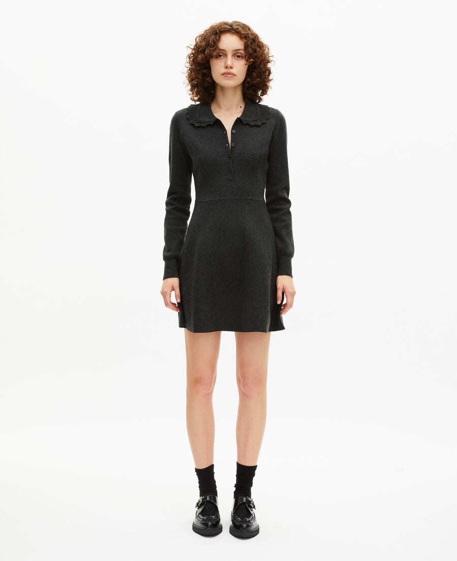 The Kooples FEMME BLACK robe courte en maille noire