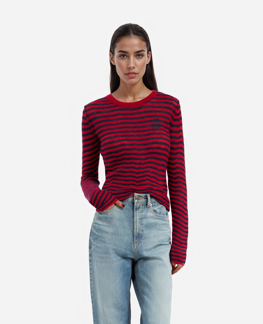 The Kooples F RED / BLUE striped mohair sweater 