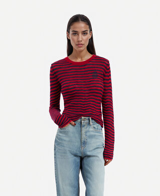The Kooples F RED / BLUE striped mohair sweater 