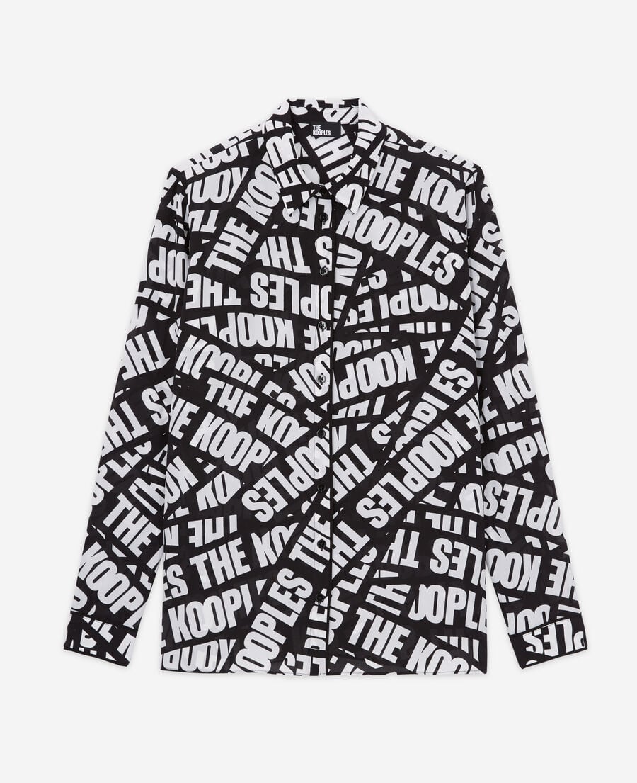 The Kooples FEMME BLACK / WHITE chemise fluide tape logo