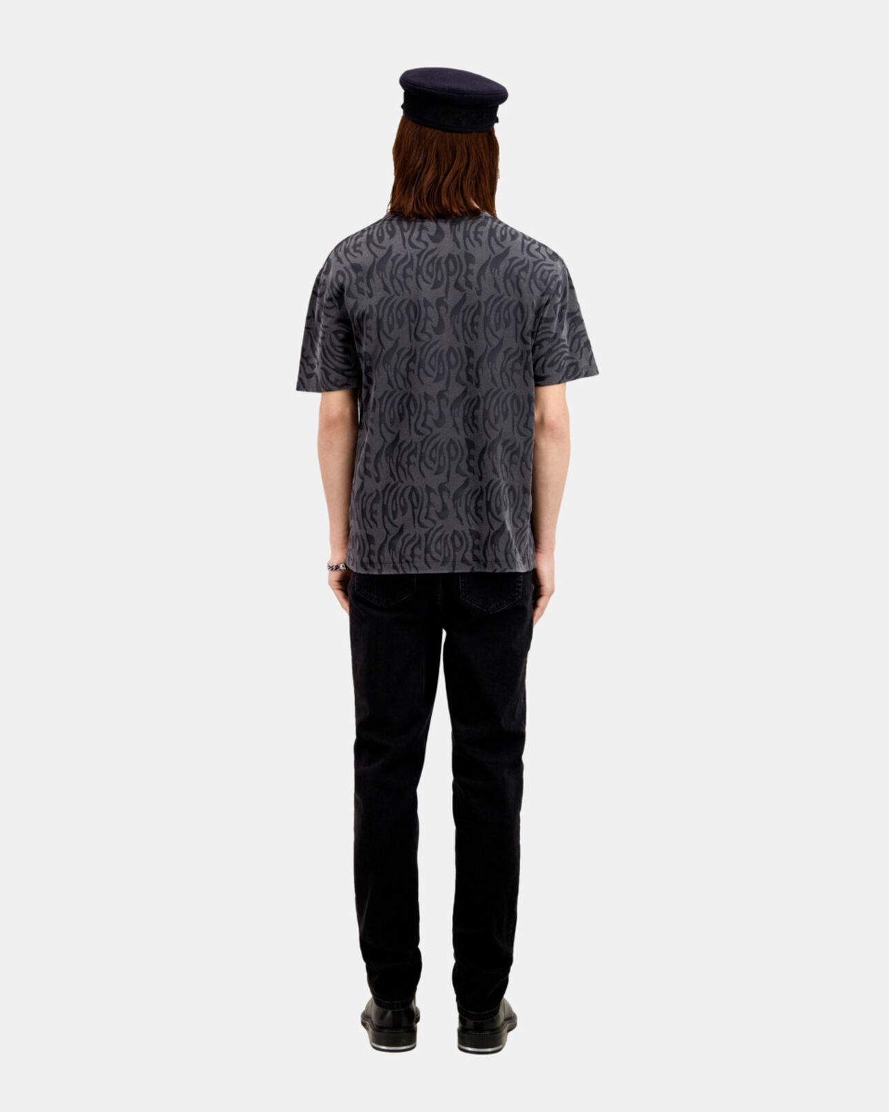 The Kooples MEN BLACK WASHED men's printed t-shirt