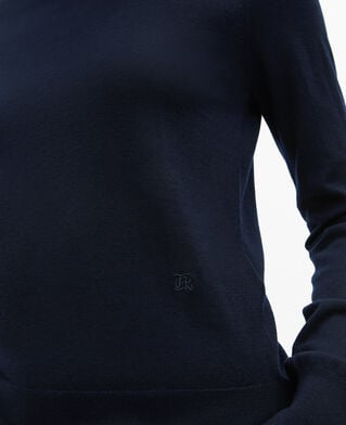 The Kooples WOMEN NAVY round-neck sweater in navy merino wool