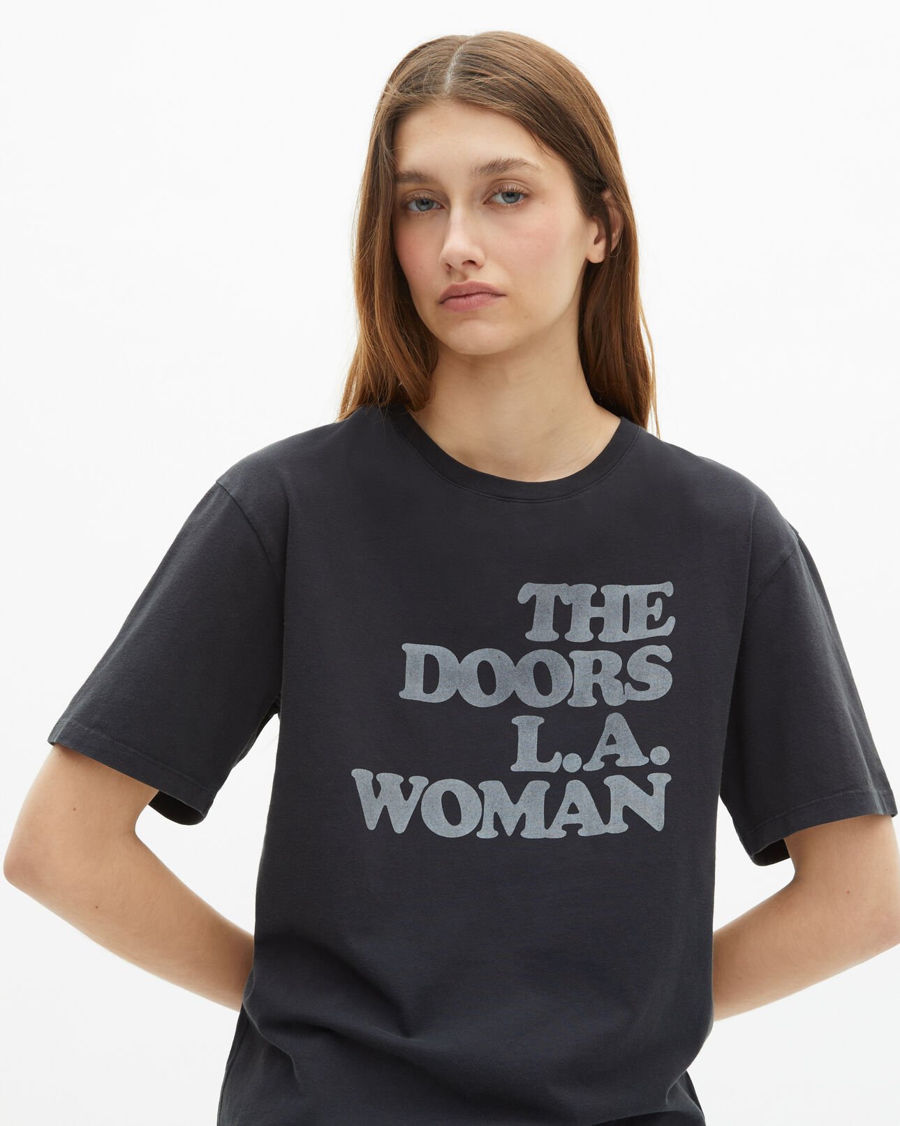 The Kooples MIXTE BLACK WASHED t-shirt the doors x the kooples noir